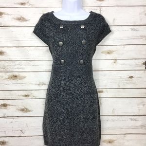 Glimmer by J J Basics Grey Knit Sweater Dress